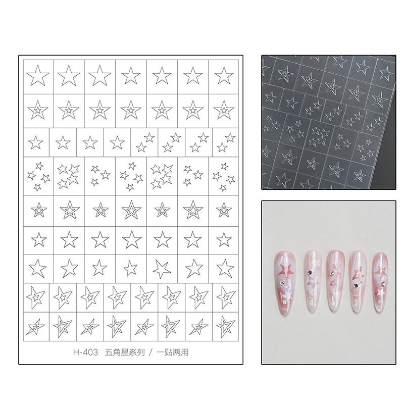 Autocollants pour Nail Art Creux Design Peint à la Bombe Cœur Papillon Motif Français Accessoires pour Ongles Décalcomanies Décoratives