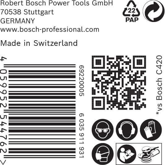 Bosch professional 50x feuilles abrasives expert c470 multi-trous pour bois dur,peinture sur bois,ø 150 mm,grain 100,accessoires