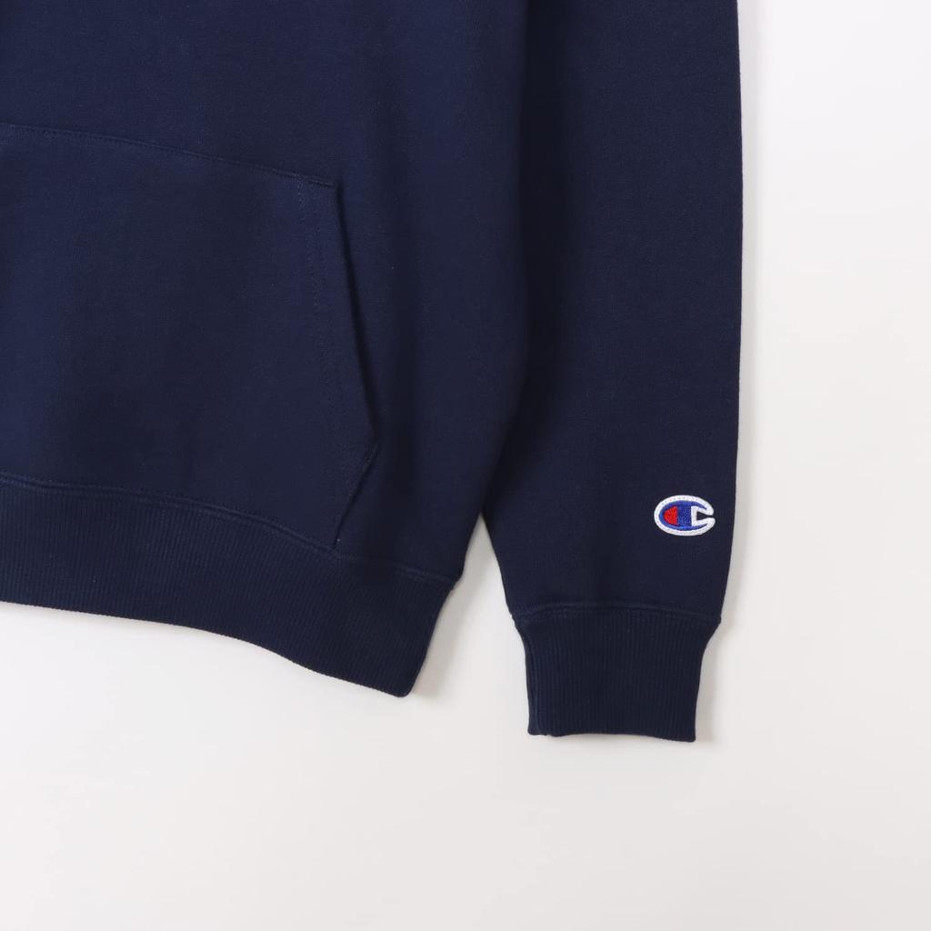 Champion Long Sleeve USA Script Size 140 Kids' Hoodie, 100% Cotton, Logo, Basic, Navy, (CK-Y103)