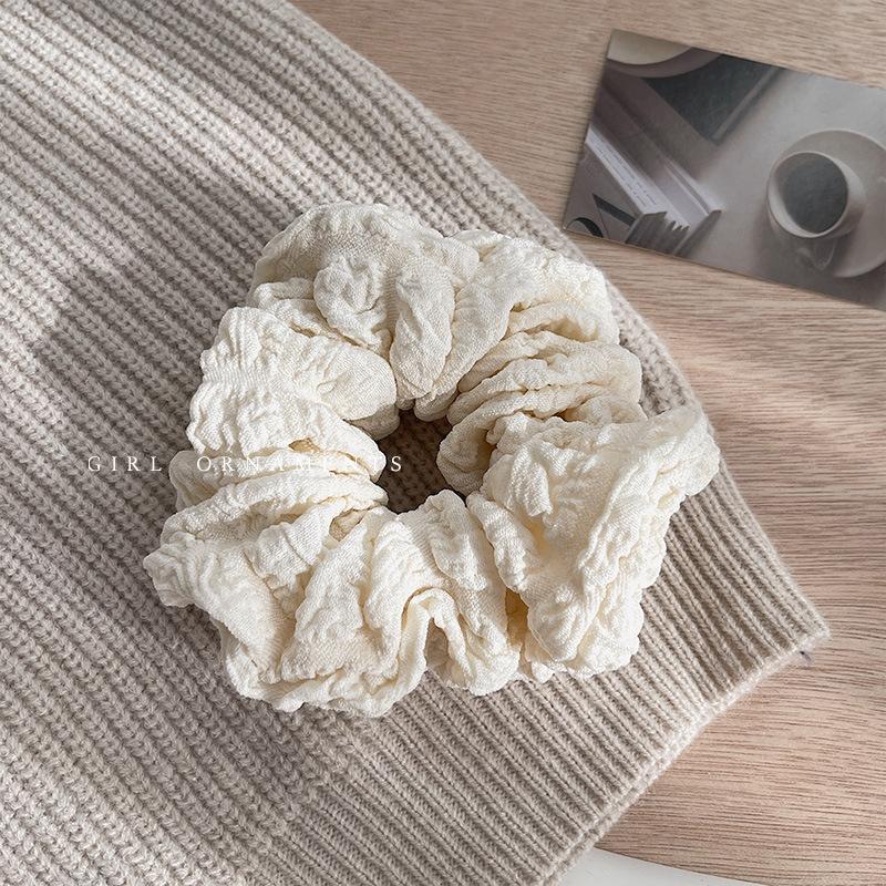 Black Beige Coffee Hair Loop Large Korean Puff Vintage Ponytail Holder Elastic Tie Hair Scrunchie Women Girl Hair Accessories