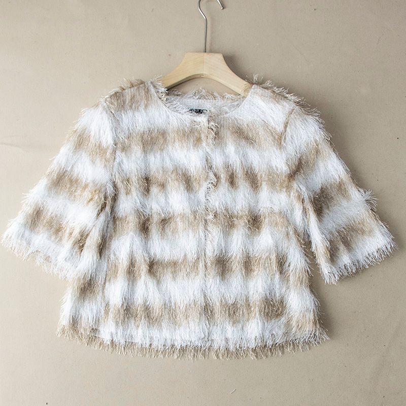 

It Can t Be Stored in Spring for Outwear Overbearing Suspender Skirt Outwear Tassel One Button 3/4 Sleeve Short Coat Tassel Stripes 44