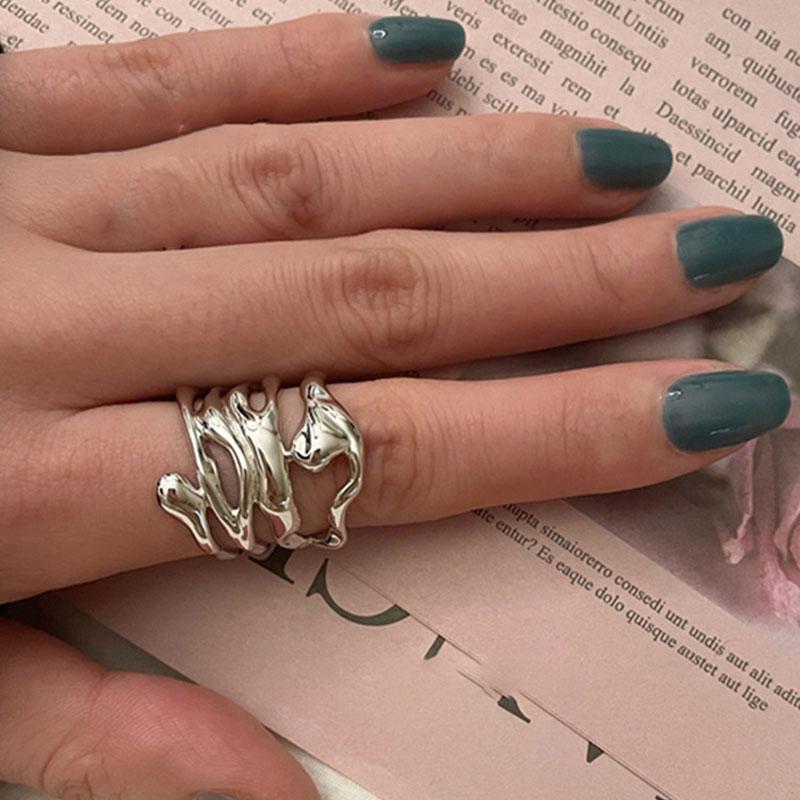 Foxanry Copper Color Rings For Women New Trend Creative Simple Hollow Curve Jewelry Vintage Elegant Party Birthday Gifts