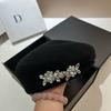 Niche Light Luxury Rhinestone Beret Female Wool Painter Hat Irregular Three-Dimensional Bud Hat Tide