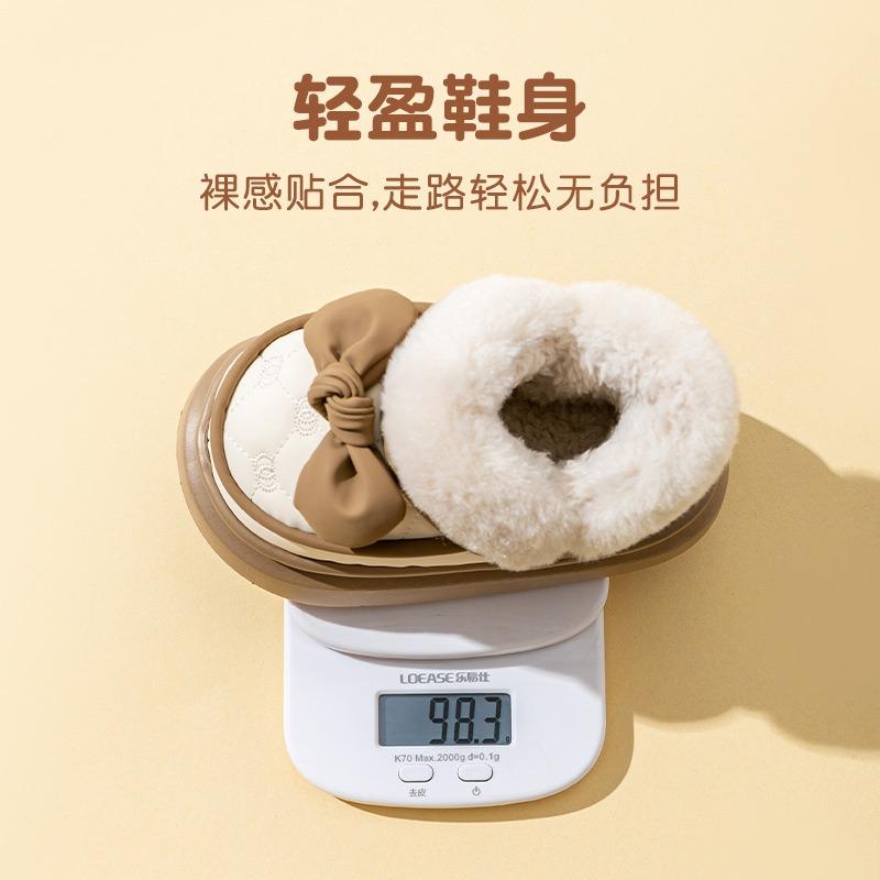 Autumn and winter children's bag heel cotton slippers girls princess bow warm velvet thickened toddler baby cotton shoes women