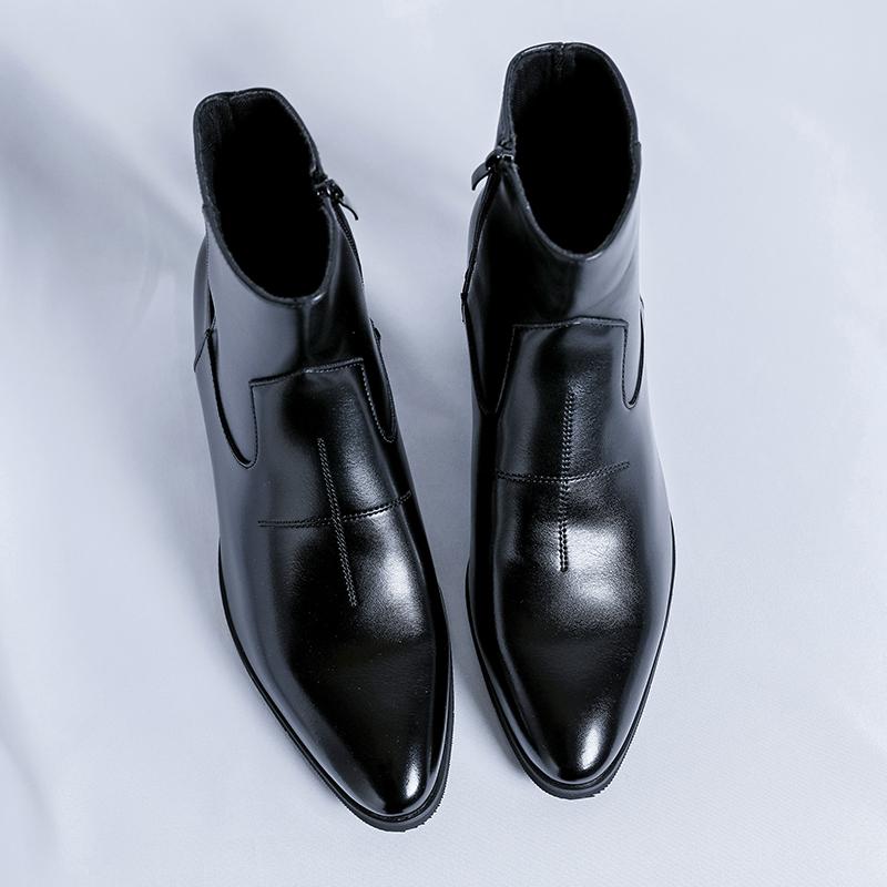 Fashion Luxury Brand Men Flat Designer Ankle Boots Fashion High Top Genuine Leather Chelsea Boots Classic Dress Business Outdoor Shoes