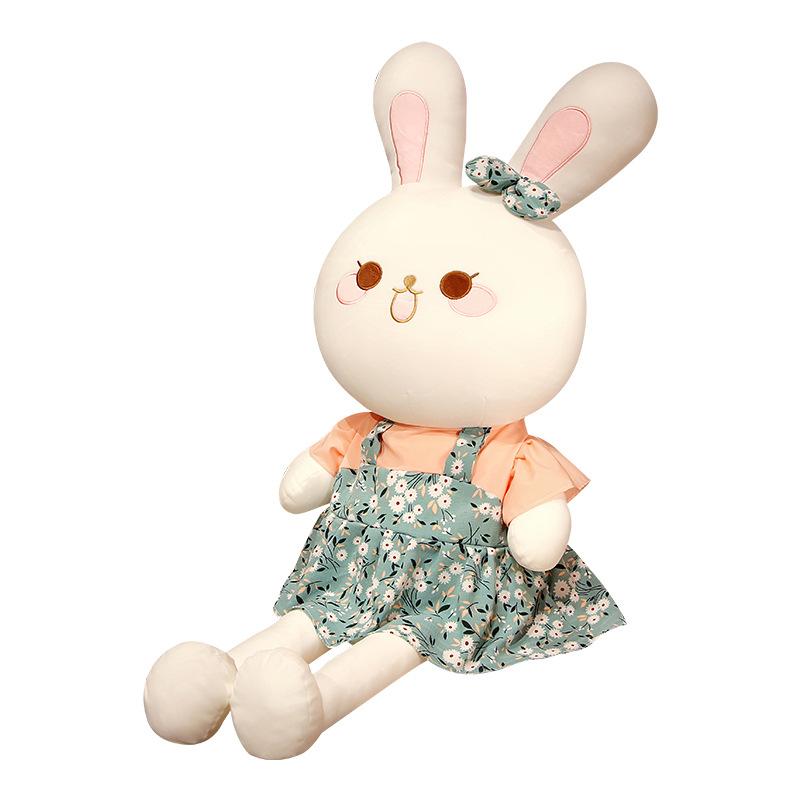 Super Niedliche Plüschpuppe mit Blumenmuster, Hase, Niedlich, Rock tragend, Kleiner Hase Stoffpuppe, Wurfkissen, Kindertagsgeschenk
