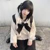 KOSY Kawaii Cardigan Jacket Spring Autumn Japan Fashion Women Vintage Crop Knitted Sweater Cute Bow Korean JK School Coat