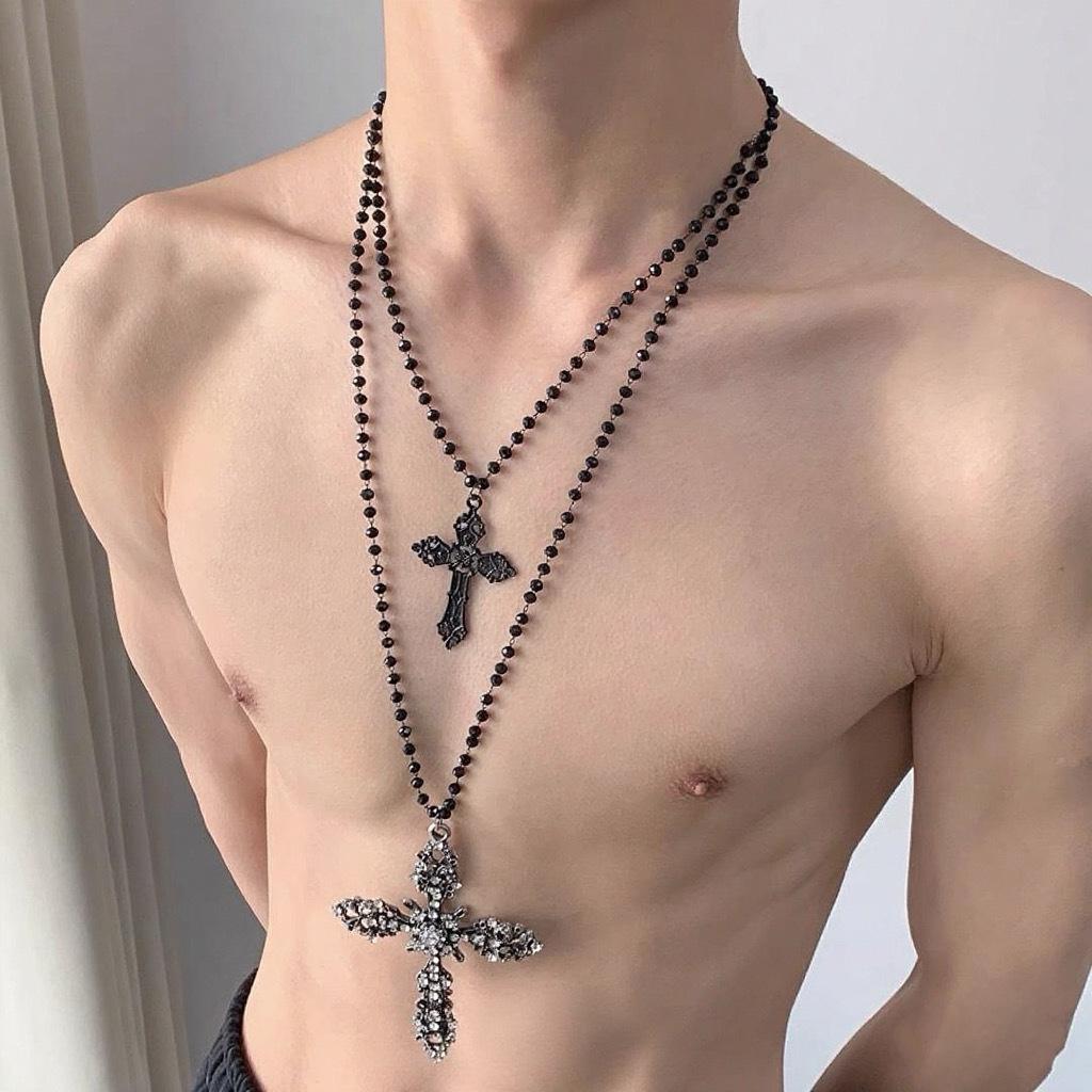 Starburst Double Layer Men's Necklace: Trendy, Light Luxury Hip Hop Style, Unisex Clavicle Chain