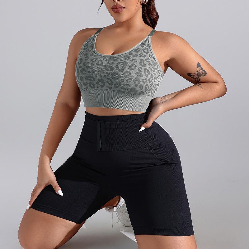 Leopard Print Yoga Bra For Women, Twisted Back, Beautiful Fitness Training Vest, Outdoor Running Sports Bra For Women