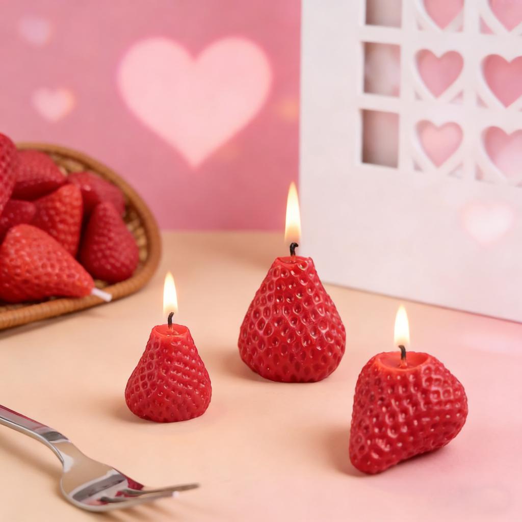 1set-Valentine's Day Strawberry Candles Soy Wax Aromatherapy Candles Scented Candles Cake Party Home Decoration Birthday Gift