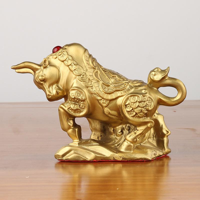 Ox Figurine Wholesale Wealth Rainbow Ox Fortune Ox Zodiac Bronze Ox Home Office Gift Craft