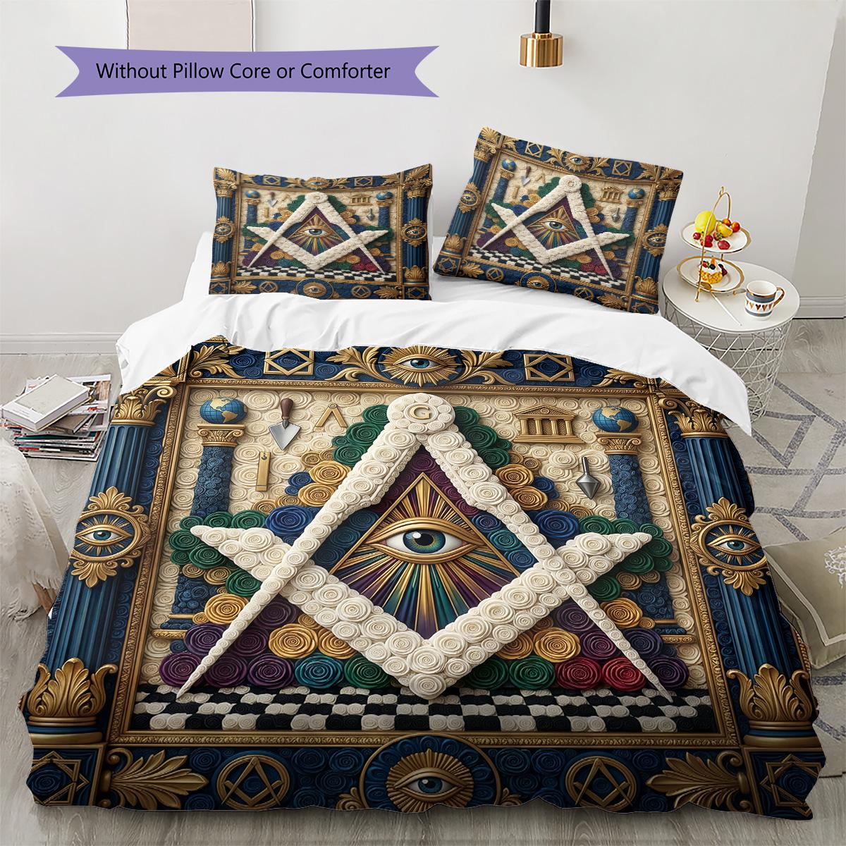 

Egpyt Liberty Statue Patchwork Pattern Bedding Set Quilt Cover Pillowcase Home Decor Gift (1 * duvet cover + 2 * pillowcase, without core) 135x200cm