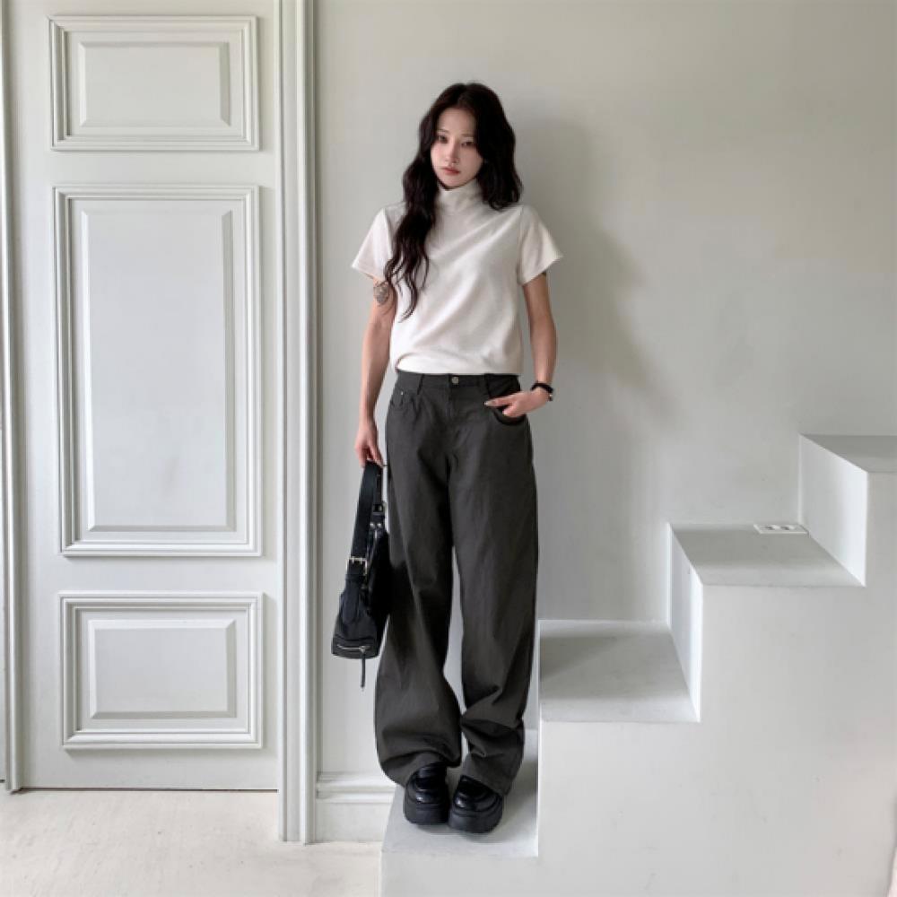 New Arrivals Open Run Women Casual Solid Striped Cotton Spandex Wide Pants