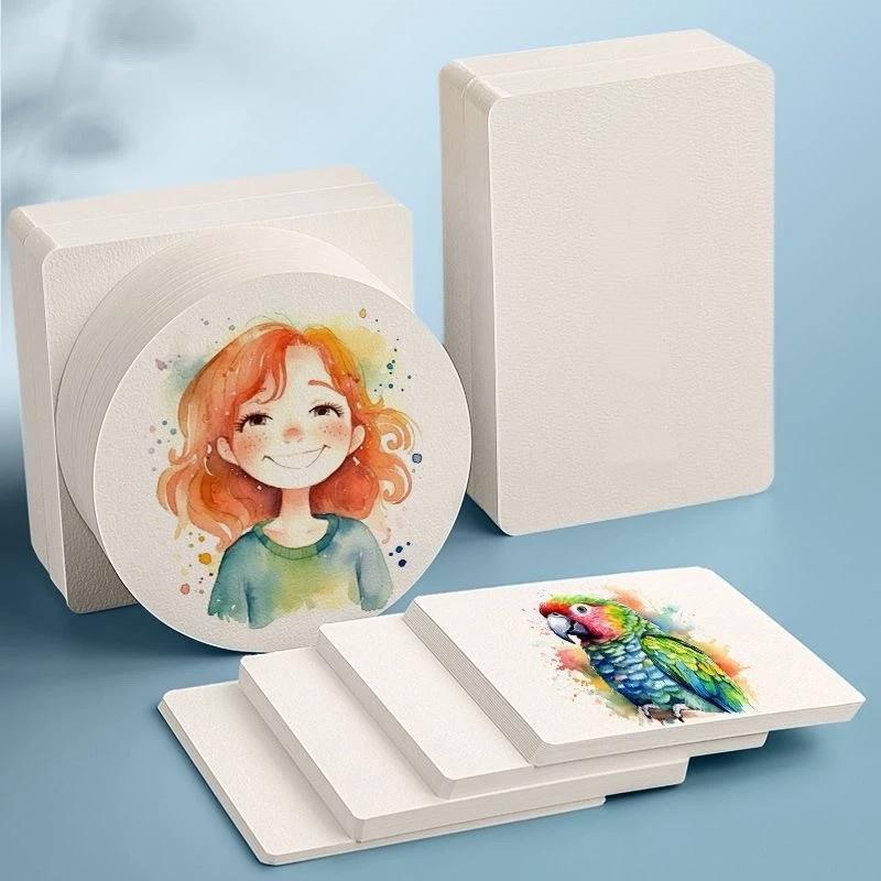 50PCS Dual-Use Thick Watercolor Paper Premium Art Sketch Painting Paper for Travel Art Journaling Creative Craft Work