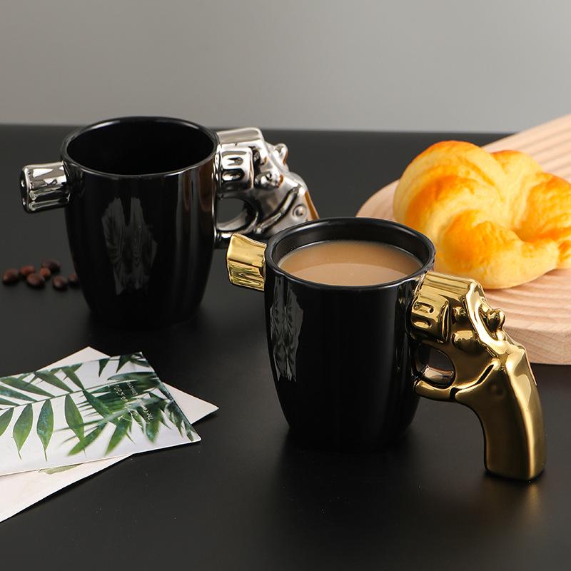 Stylish 3D Revolver-Shaped Ceramic Coffee Cup
