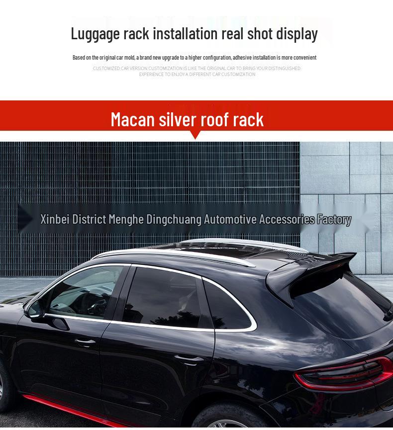 Original Style Macan Cayenne Luggage Rack In Silver/Black for 2018-2020 Models