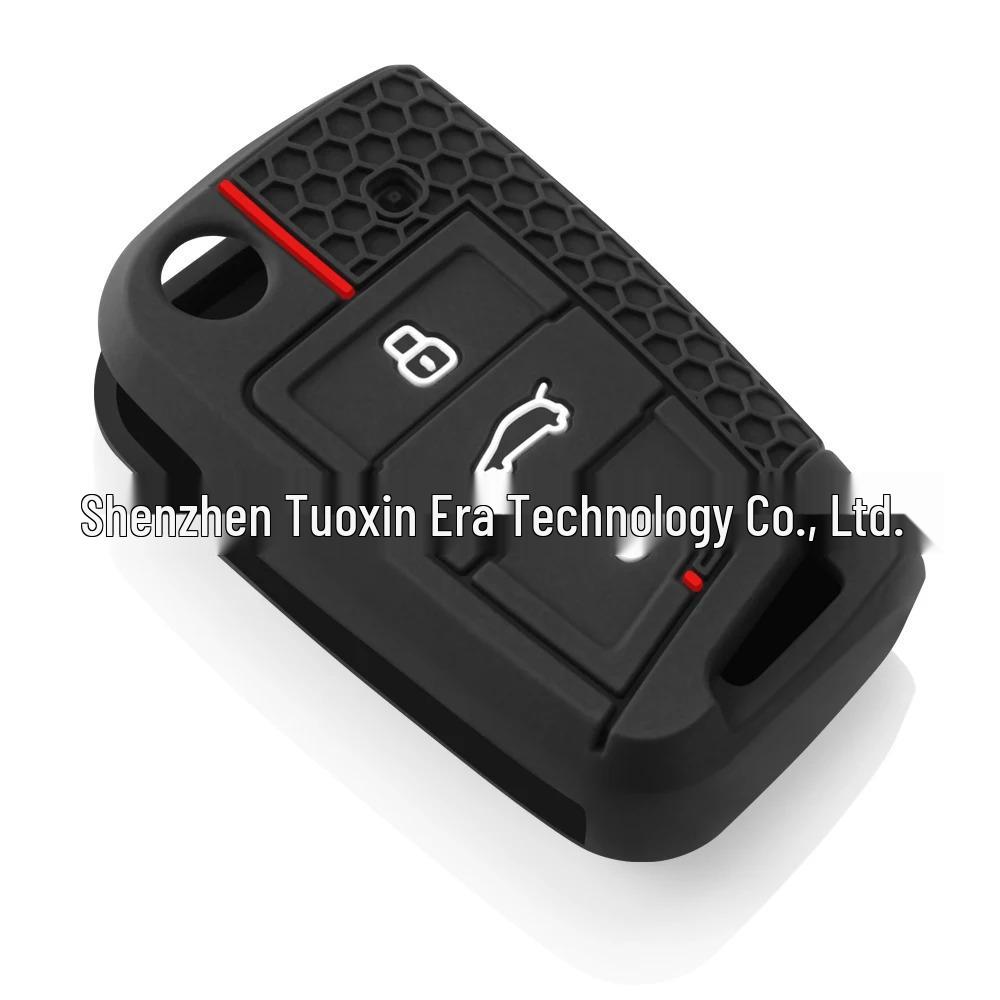 

Volkswagen 3-Button Folding Silicone Key Cover for Golf, Bora, POLO, Touareg красный