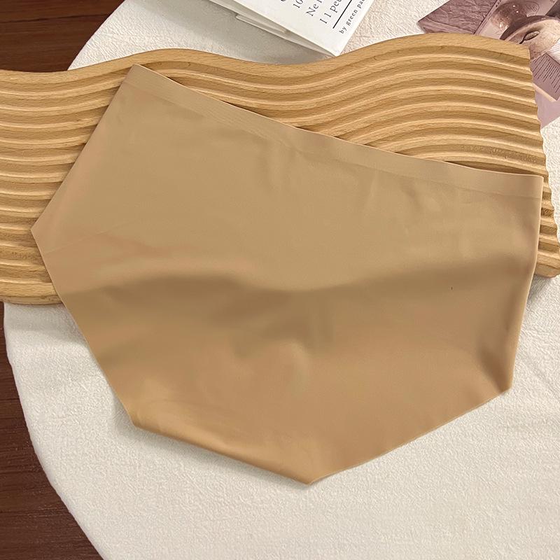 Korean Style Seamless Mid-Waist Women's Thongs: Ice Silk, Antibacterial, Skin-Friendly, Solid Color