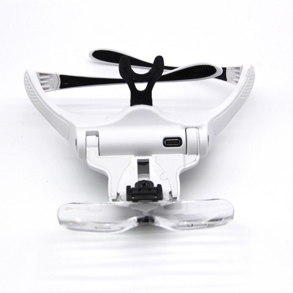 Head Mounted Maintenance Magnifying Glass Power Display LED Watch Repair Magnifier Large Capacity Battery Interchangeable Lenses