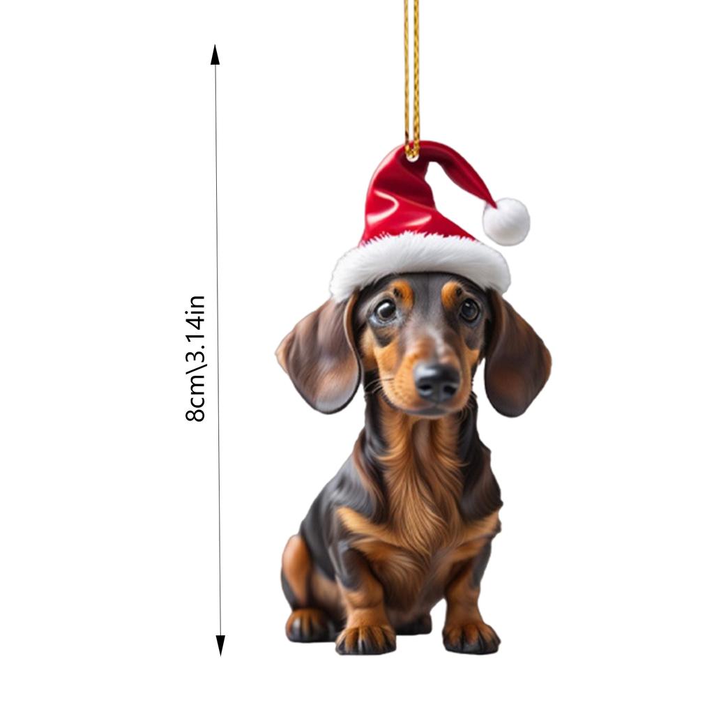 Christmas Acrylic Dog Pendant 2D Acrylic Christmas Dog Ornaments Festival Dachshund Set For Car Backpacks Doors