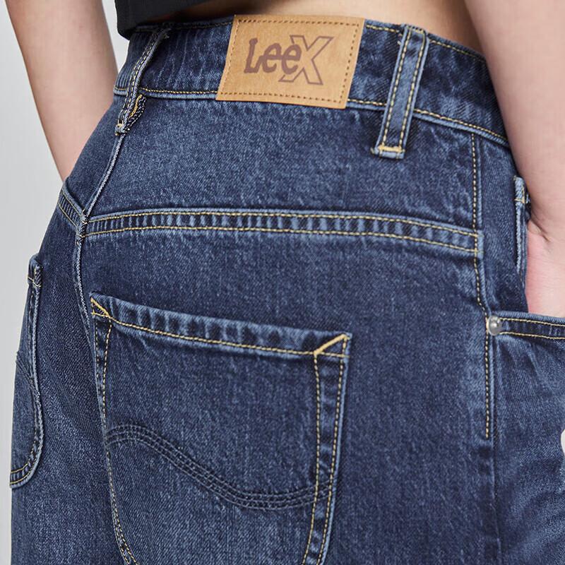 Lee Women's Mid-Dark Blue Wide-Leg Five-Pocket Jeans