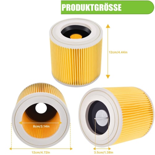 Replacement Cartridge Filter for Karcher WD3 Premium, WD2, WD3, WD3P, WD3MV2, and MV3 Vacuum Cleaners