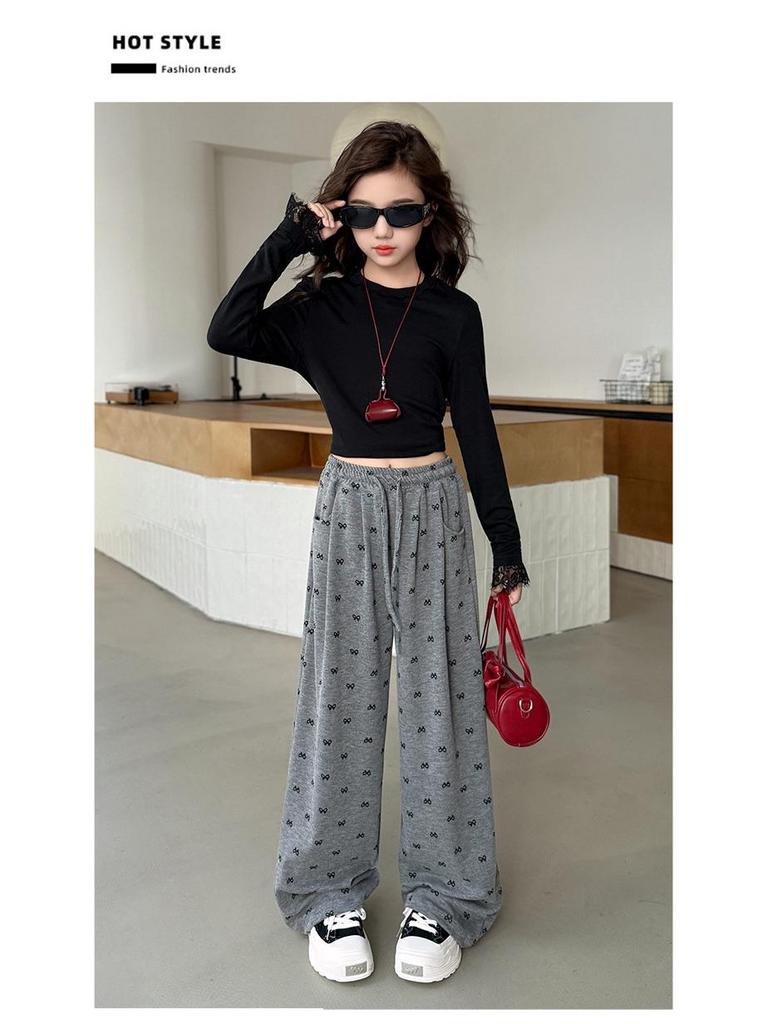 2025 Dziewczęce Elastyczne Dzianinowe Miękkie Codzienne Luźne Jesienne Spodnie