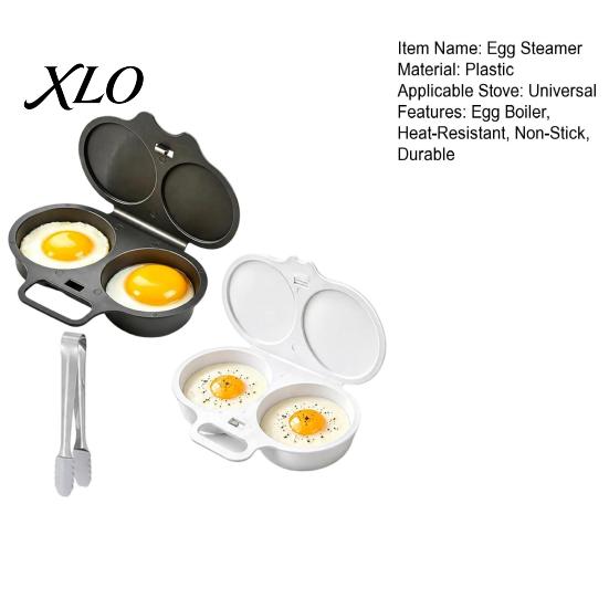 Simple Egg Cooker for Home Dual Cavity Microwave Poacher with Lid Handle, Food Grade Plastic Non Stick Maker Steamer, Oil-free Cooking Non-deformable
