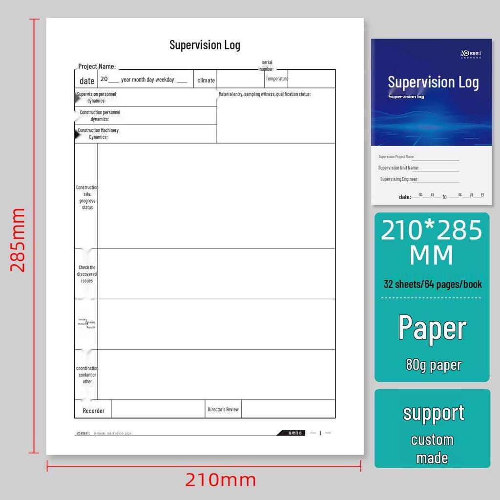A4 Colored Construction Site Supervision & Daily Logbook