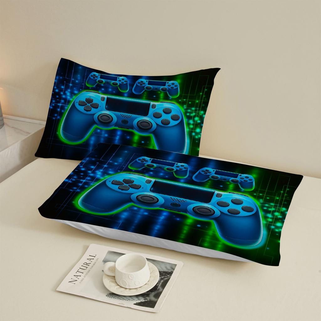 3PCs Cool Gamer Sheet Set Soft Digital Printed Fitted Sheet Set With 2 Pillowcases Birthday Gifts For Boys Bedroom Decor