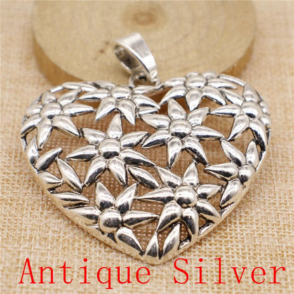 Big Heart Shaped Charms Pendant For Bracelet Necklace Jewelry Making Craft Findings