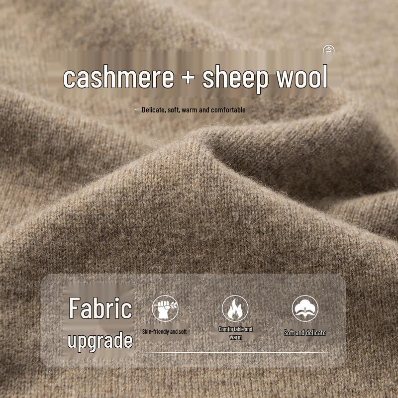 Hodo Men's Cashmere-Blend Thickened Crewneck Knit Sweater