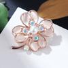 Fashion Colour Preservation Rose Gold Cat's Eye Stone Four-leaf Clover Rhinestone Pearl Brooch Pin Women's Clothing Accessories