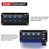 Purishion 4 Gang Rocker Switch Aluminum Panel with Voltmeter & Dual USB(4.8 Amps) Fast Charging, Blue Backlit Led, Pre-Wired IP65 Waterproof for