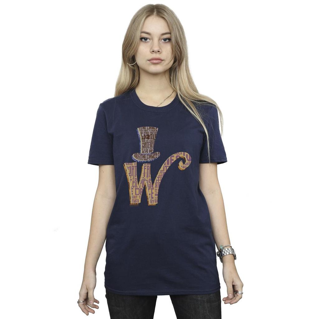 Willy Wonka Womens/Ladies W Logo Hat Cotton Boyfriend T-Shirt