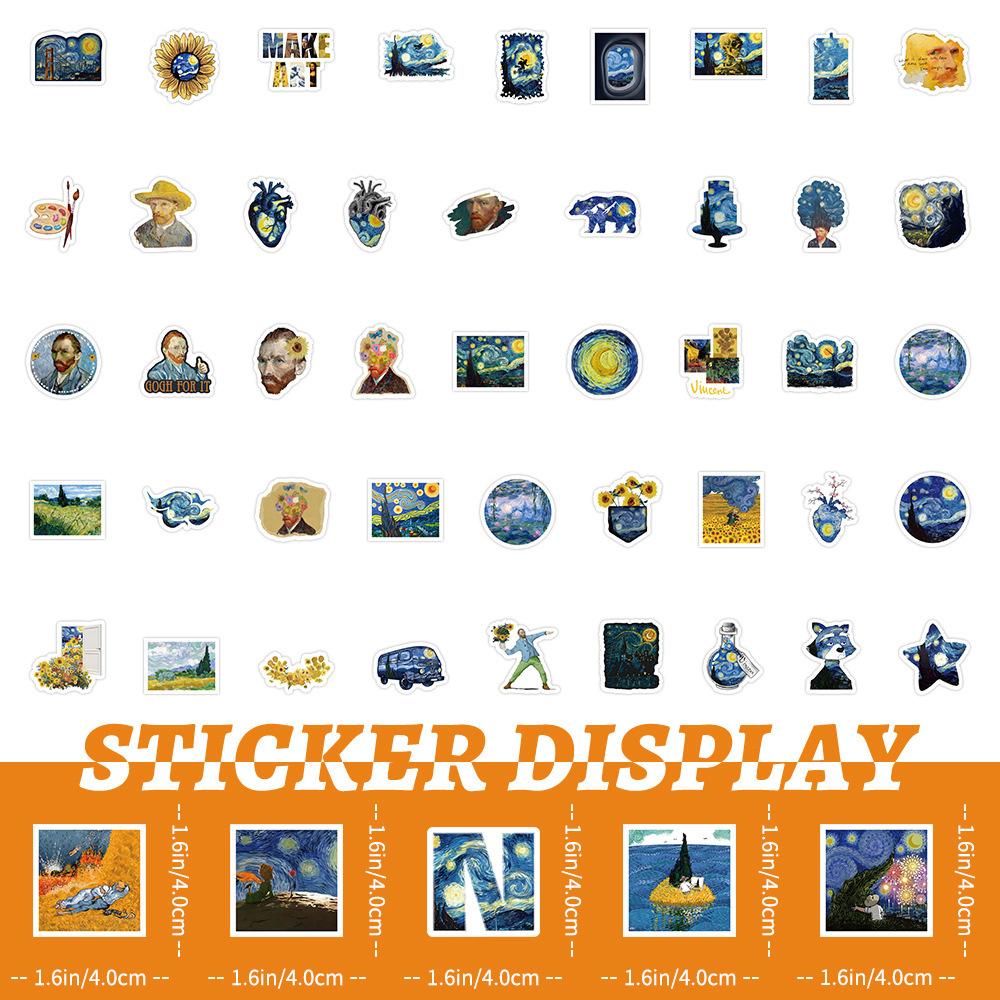 10/30/50/100pcs Retro Van Gogh Oil Painting Aesthetic Stickers Landscape Art Decals Decorative Guitar Diary Vintage Sticker
