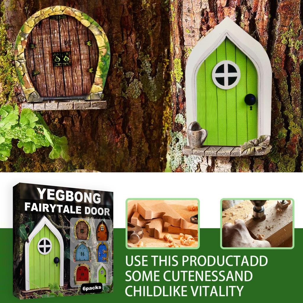 Yegbong garden decoration fairy door garden tree decoration wooden miniature gnome decoration fairy door
