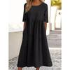 Frühlings- und Sommerkleid mit Rundhalsausschnitt, lässig, locker, einfarbig