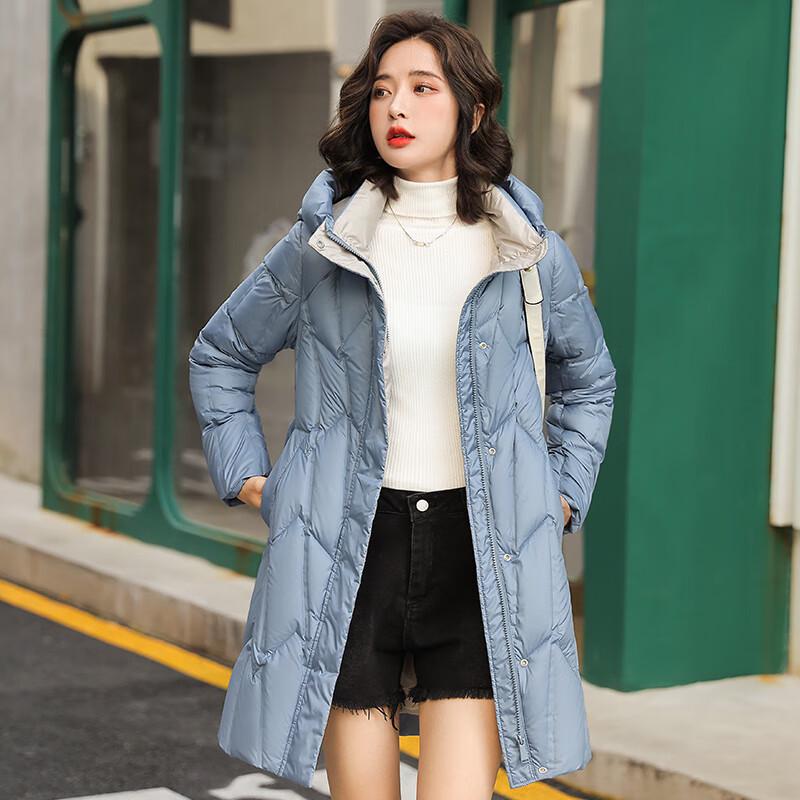 FengXun Women's Mid-Length Casual Hooded Padded Coat