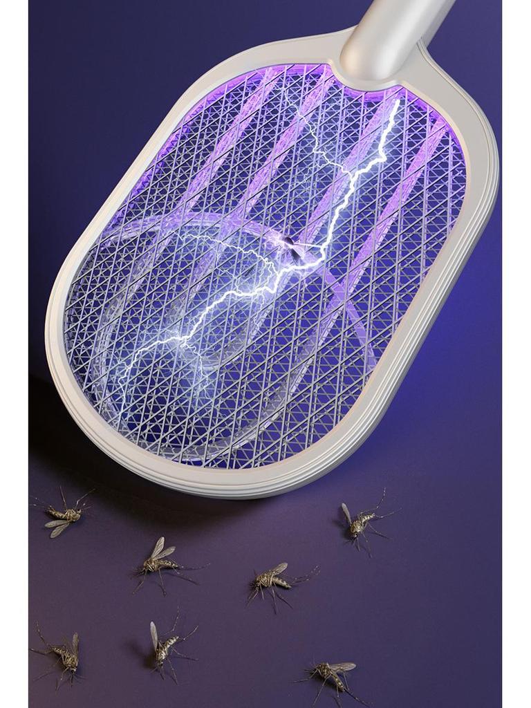 USB Rechargeable 3-in-1 Electric Mosquito Swatter: Portable, Handheld, Wall-Mount for Home & Outdoors.