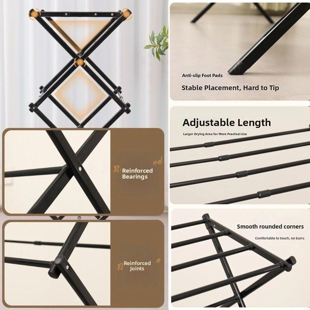 Foldable Clothes Drying Rack Collapsible 3-Layer Cooling Clothes Rack Easy Assembly Steel Frame Clothes Airer Floor