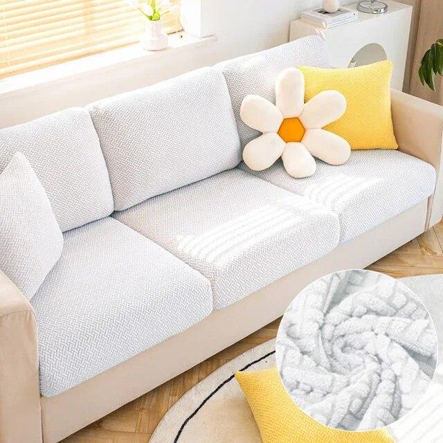 Jacquard Sofa Seat Cushion Cover Plain Color Stretch Thicken Sofa Cover For Living Room L Shape Corner Armchair Sofa Slipcovers