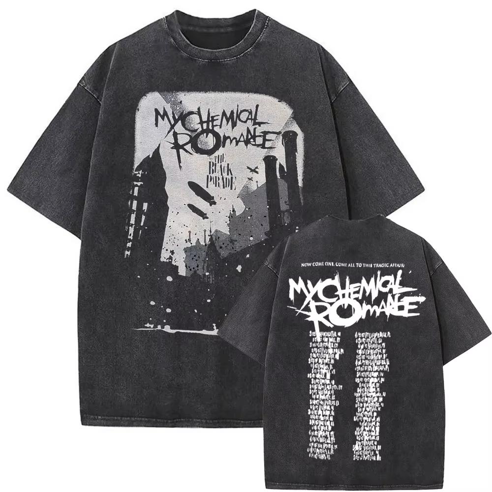 Washed Vintage Rock Band My Chemical Romance The Black Parade Tour  Tshirt Mens Women Fashion Punk Emo Oversized T Shirts