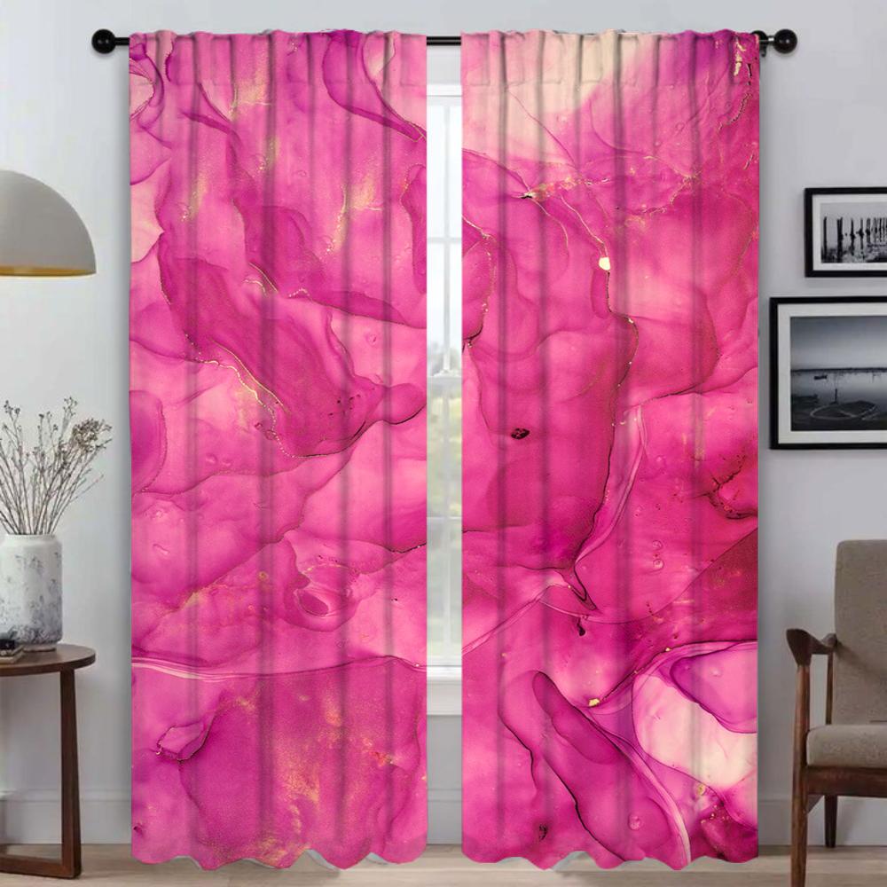 M-MarbleS Tulle for Bedroom Home Interior Curtains 2 Pieces Elegant Room Curtains Blackout Curtain Halloween Decoration Shades