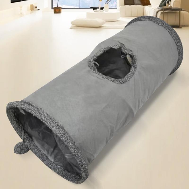 Collapsible Cat Tunnel Toy with Dangling Toy Playtube Crinkle Plush Foldable Tunnel for Indoor Kitten Rabbit