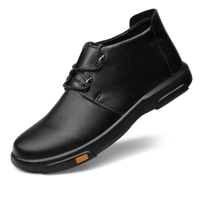 Fashion Genuine Leather Men Ankle Boots Fashion Waterproof Autumn Winter Outdoor Mens Casual Shoes High Top Footwear