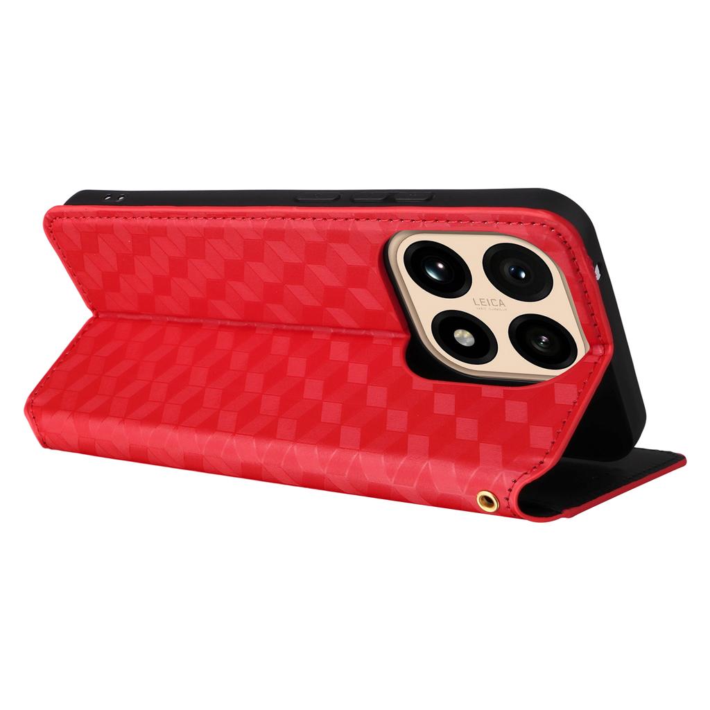 For Xiaomi 15T Case Wallet Rhombus Imprinted Leather Phone Cover