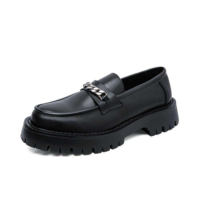New Platform Shoes Loafers Shoes Men Thick-soled Wedding Shoes Black Formal Business Shoes Slip-on Leather Increase Casual Shoes