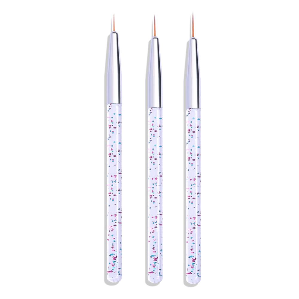 

YIKOOLIN 3 шт. Кисти для дизайна ногтей, лайнеры, набор кистей для рисования гель-лаком, тонкие кисти для рисования на ногтях, для акриловых ногтей серебряный