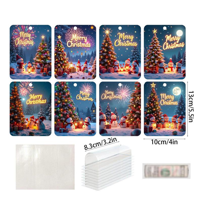 Weihnachtsgeldhalter, 8 Stück, Drachen-Schneemann-Geldhalter, süße Weihnachtsdekorationen mit Umschlägen, Bargeld, Urlaubsbedarf für